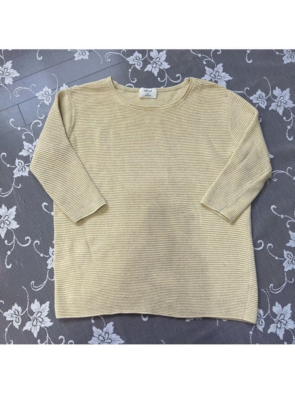 Aritzia Wilfred Blanchard Linen Blend Sweater in Yellow Sz XS
